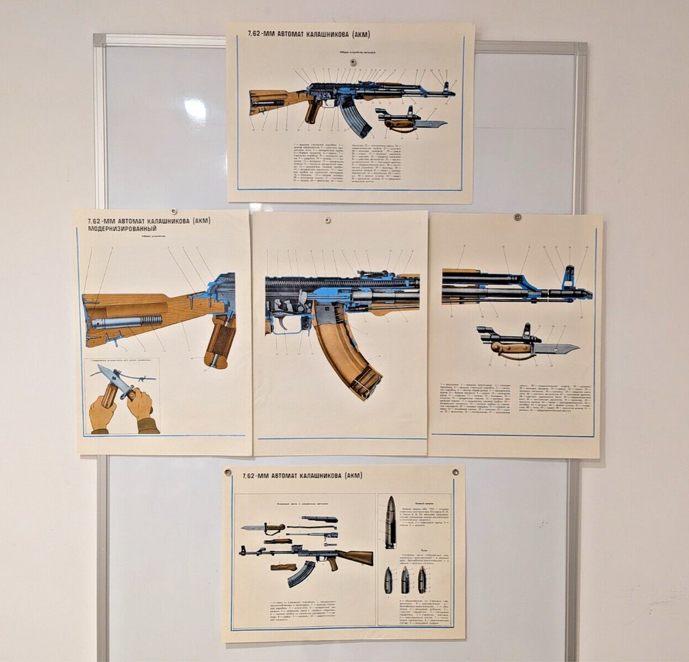 original poster soviet army  - disassembling Kalashnikov ak-47 - bayonet