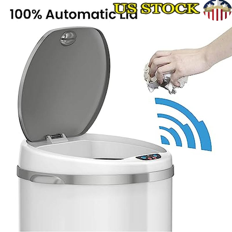 Touchless Trash Can Odor Filter Stainless Steel Motion Sensor 13 Gallon Bin New