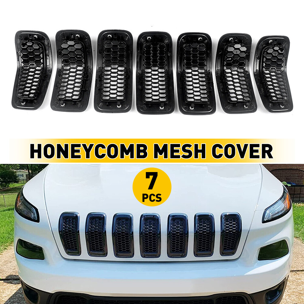 7Pcs For 14-2018 Jeep Cherokee Front Grill Inserts Honeycomb Mesh Cover Black M
