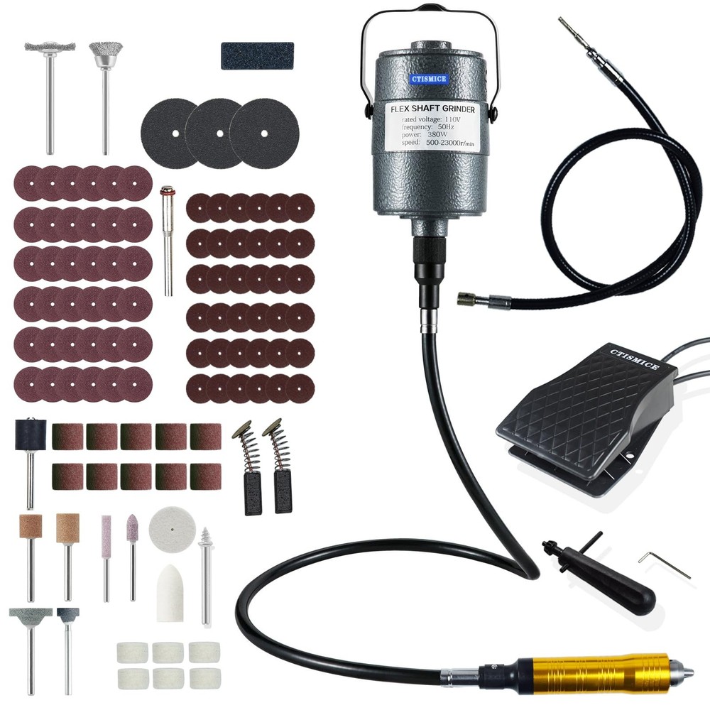 380W Flex Shaft Rotary Tool with Variable Speed 500-23000RPM Grinder Set