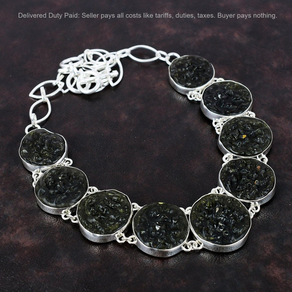 Cyber Monday Sale Moldavite Stone 925 Sterling Silver Chain Engagement Necklace-image