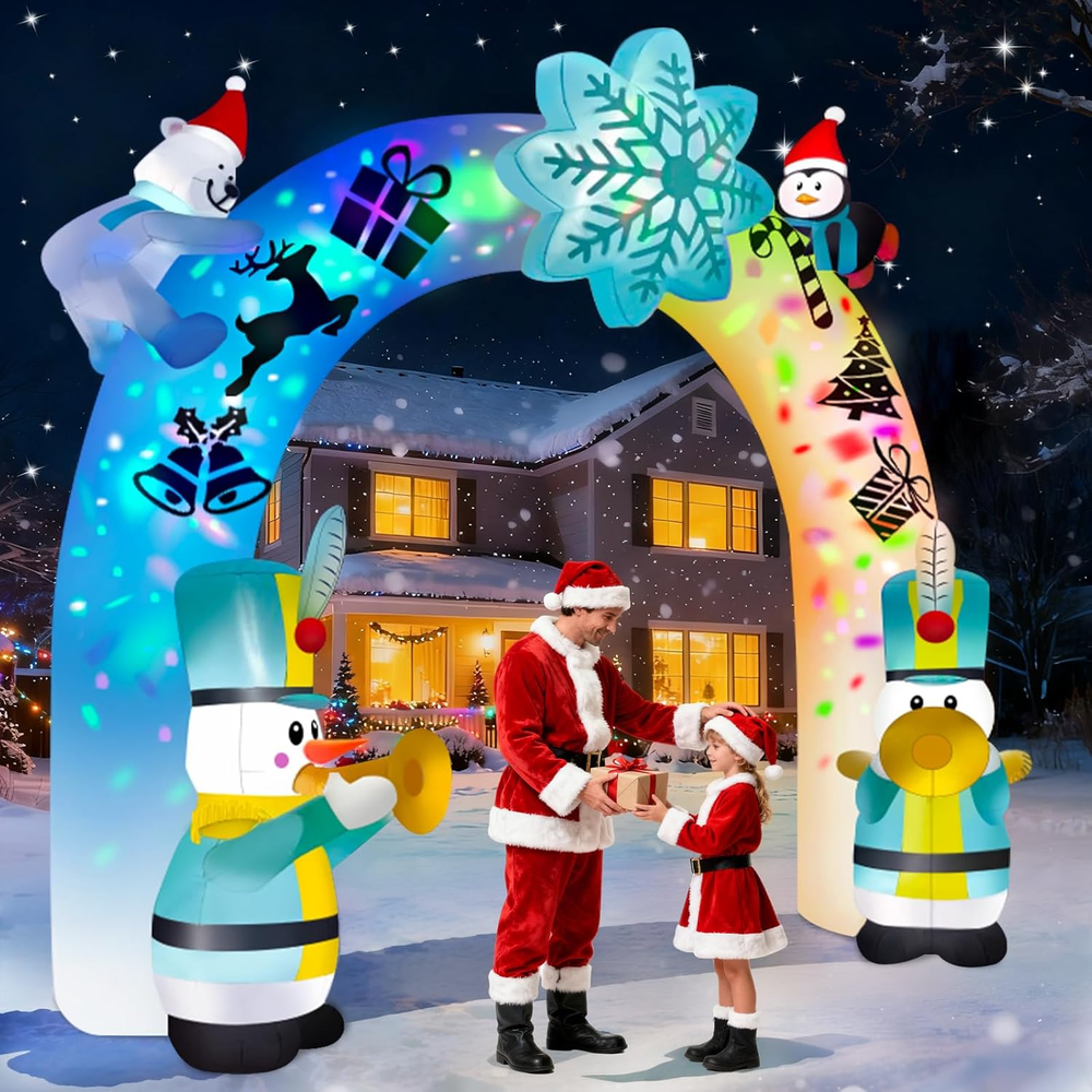 12FT Christmas Inflatables Christmas Archway 2025 NEW LED Outdoor Decoration