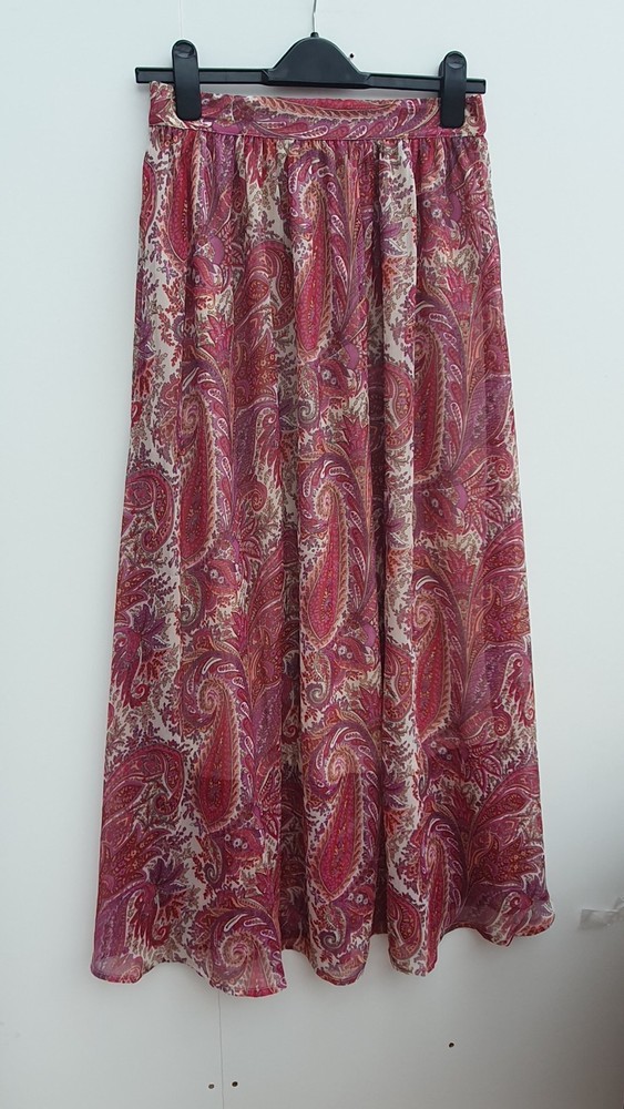 JDY Maxi Skirt Half Elastic Waistband Paisley Print Size Small New JB2
