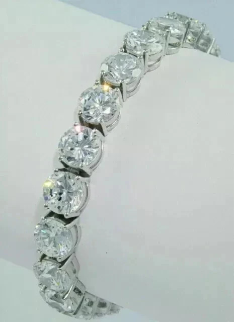 18Ct Round 5mm Lab Created Diamond Mens Tennis Bracelet 14K White Gold Plated 8