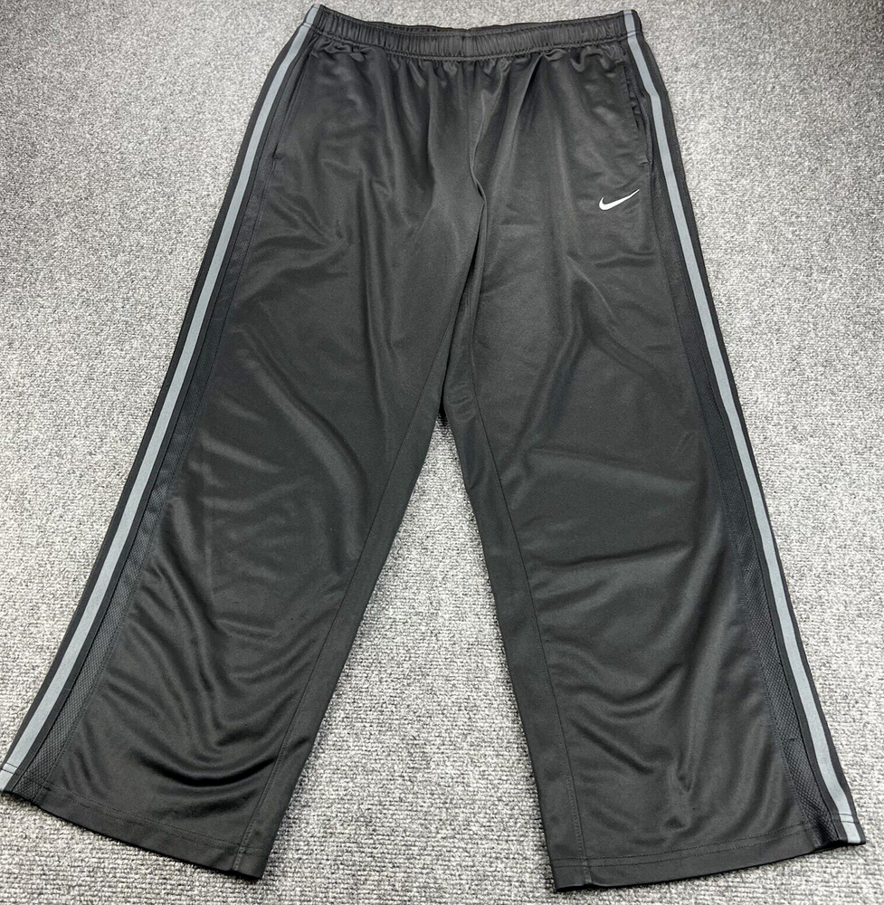 Nike Mens 2XL Black Wide Stripe Joggers with Swoosh Logo