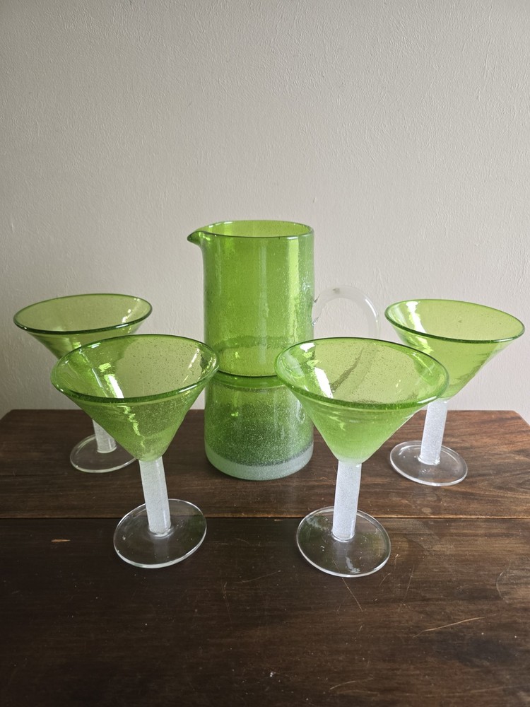 5-Piece Sonoma Lifestyle Hand-Blown Martini Glass Set with Pitcher