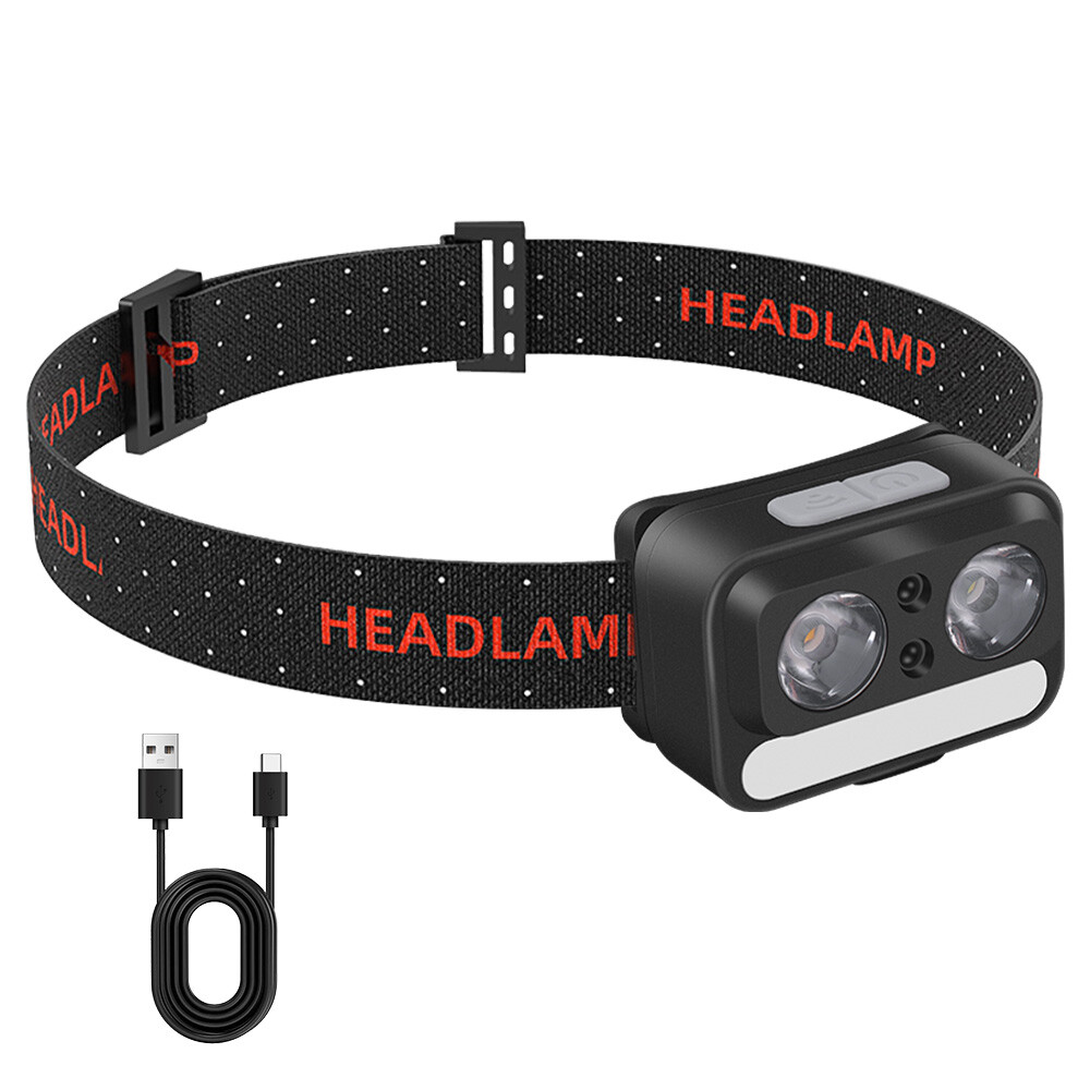 COB LED Headlamp USB Rechargeable Headlight Torch Work Light Bar Head Band Lamp