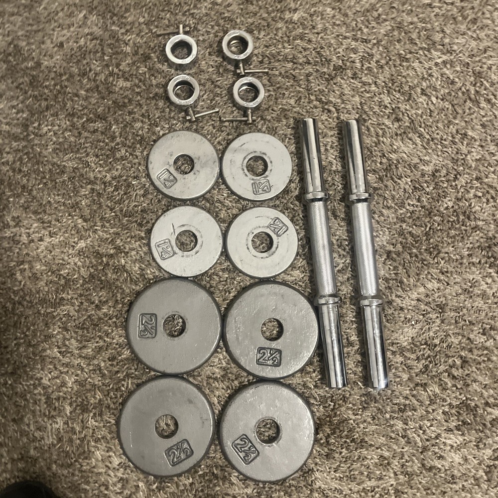 Vintage Ivanko Standard Dumbbell 15lbs& 1.5lb Endcaps And 15lbs Weights