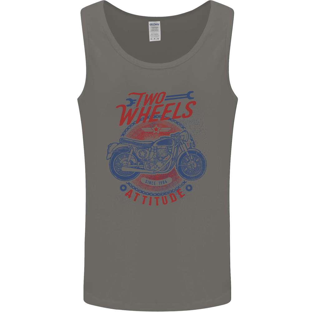 Two Wheels Attitude Motorcycle Biker Motorbike Mens Vest Tank Top