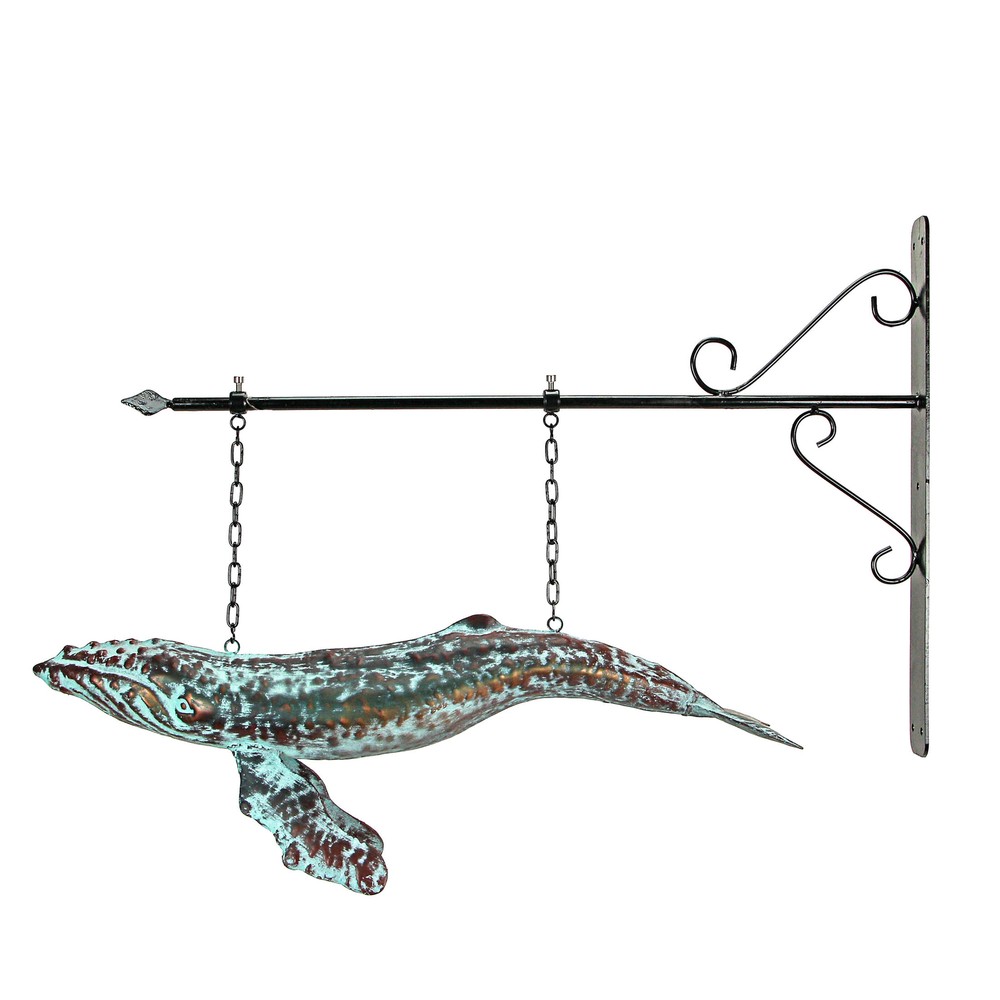 Vintage Copper Whale Wall Bracket Hanging Sculpture for Outdoor Home Decor  