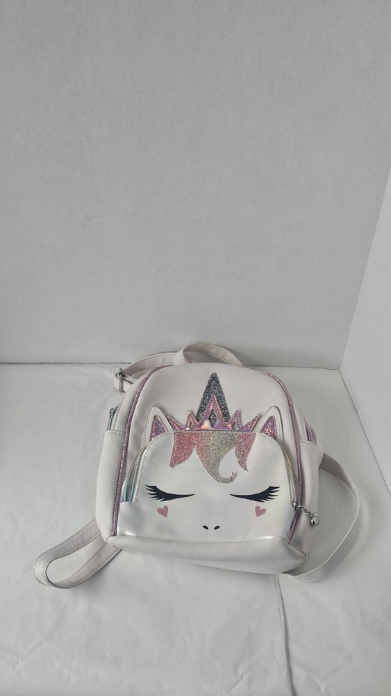 Kids Mini Miss OMG Iridescent Horn Pink White Backpack Bag