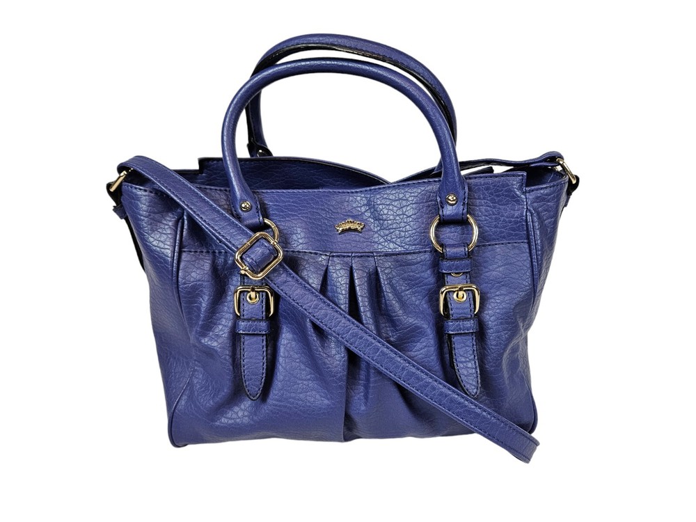 Juicy Couture Blue Purple Faux Leather Satchel Medium Bag Women's Purse Handbag