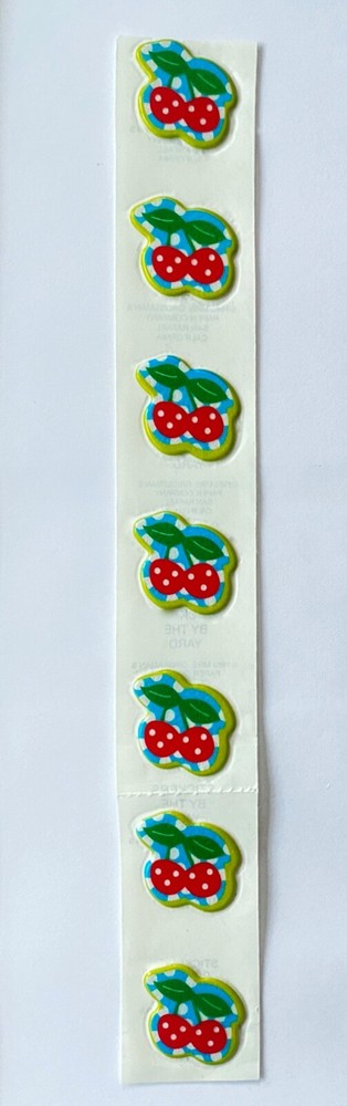 VINTAGE 1983 Puffy Cherries Scented Stickers, Scratch N Sniff Fruit Smell Vinyl