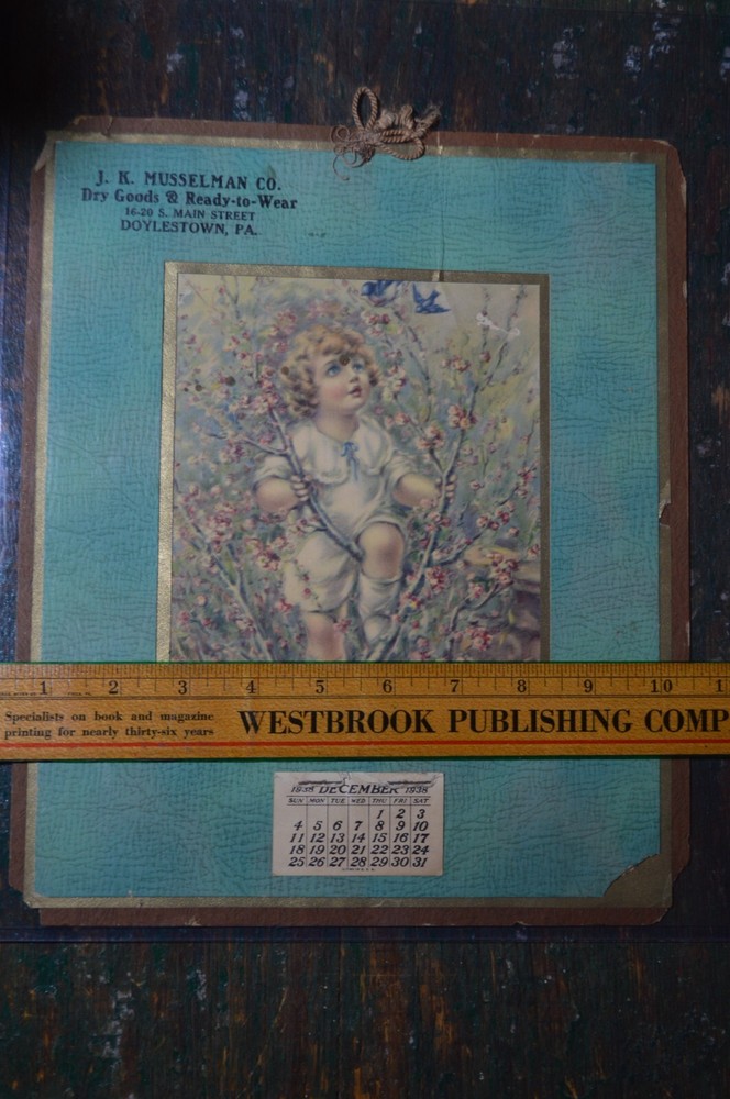 1938 J.K Musselman Co. Dry Goods Doylestown Bucks County PA Advertising Calendar