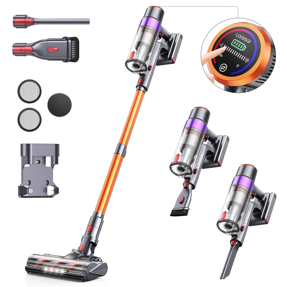 Cordless Vacuum Cleaner, 450W/38000pa Stick Vacuum Cleaner with Touch Screen,...