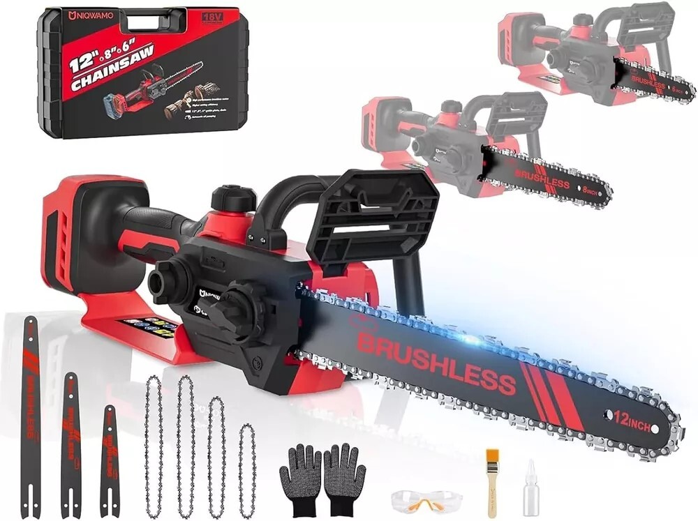 Milwaukee 18V 3-IN-1 1000W Cordless Chainsaw with 12-Inch 8-Inch 6-Inch Bars