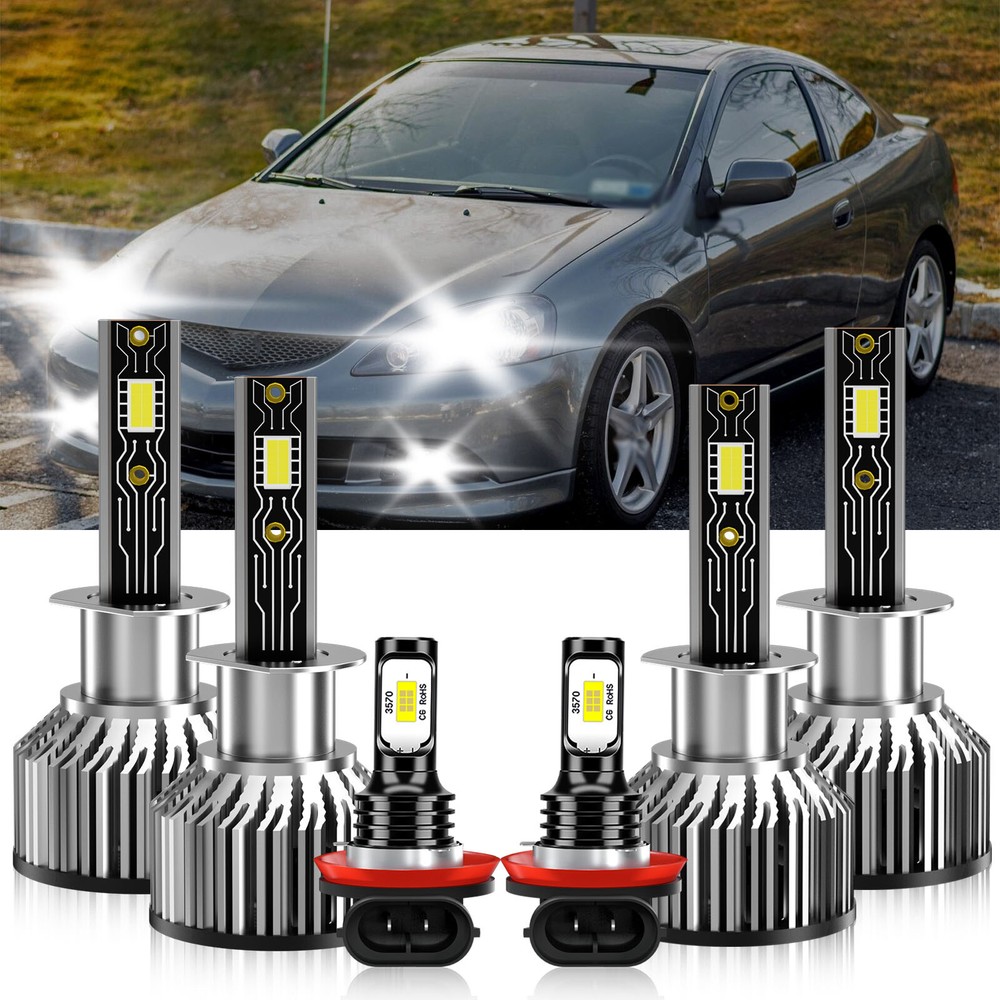For Acura RSX 2002-2004 H1+H1 H11 LED Headlight + Fog Light Bulbs Combo 6500K