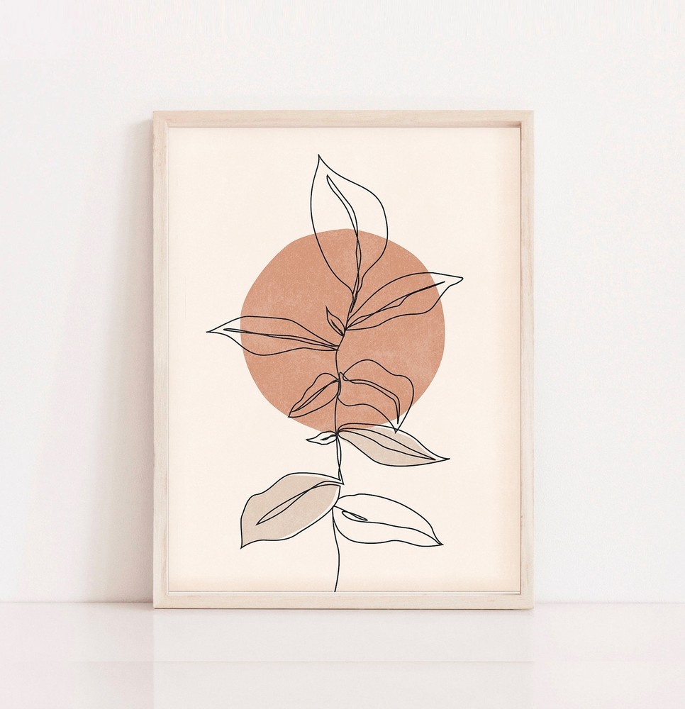 Abstract Botanical Print Neutral Botanical Wall Art Minimal Botanical Art