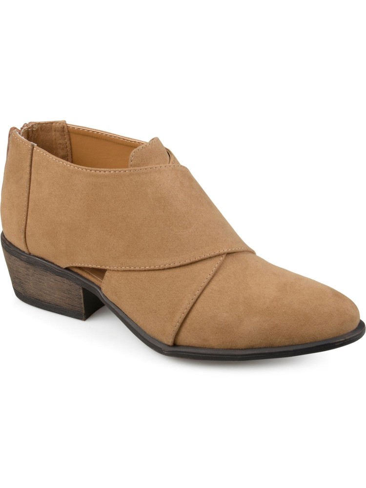 JOURNEE COLLECTION Womens Brown Cutout Crossover Avryl Block Heel Booties 6 M