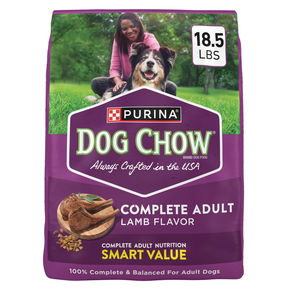 Purina Dog Chow Complete Adult Dry Dog Food, High Protein Real Lamb, 18.5 lb Bag
