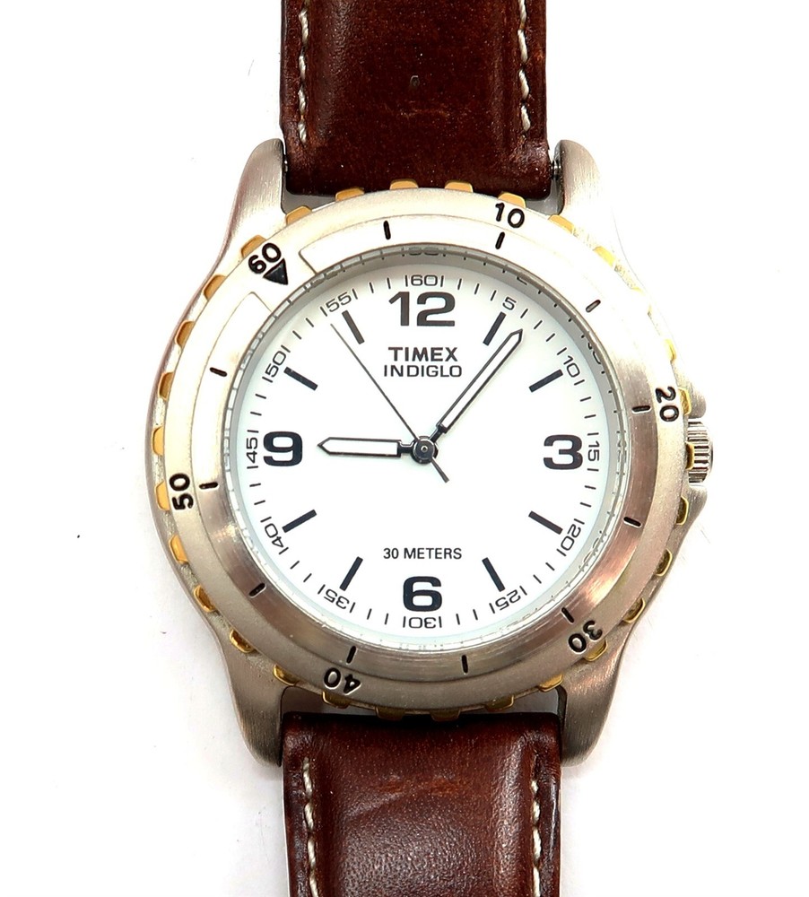 TIMEX INDIGLO Mens Quartz Watch 39mm case with NEW BATTERY ~ WORKS