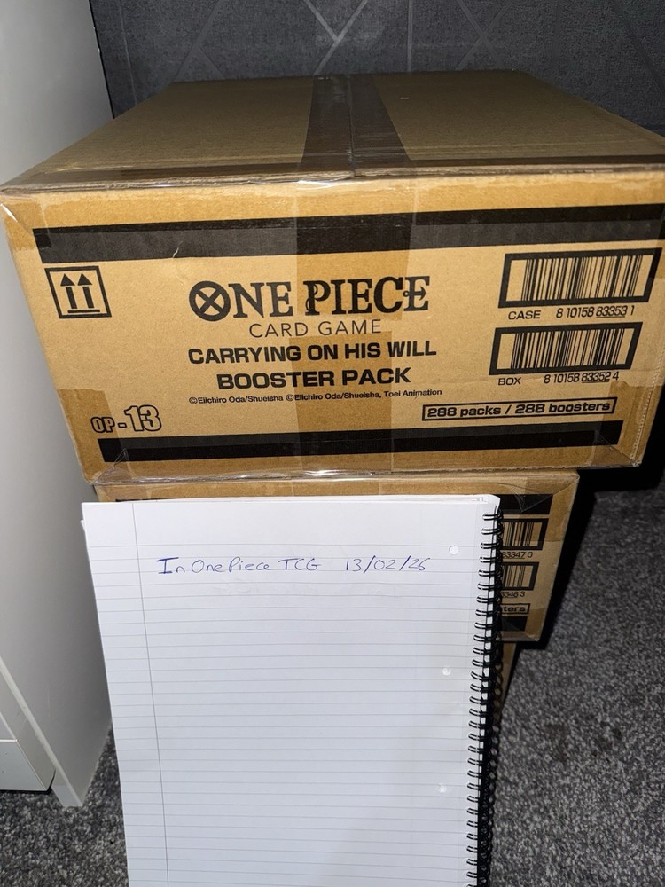 One Piece OP13 Carrying On His Will Sealed Case, 12 Booster Boxes 1st Wave