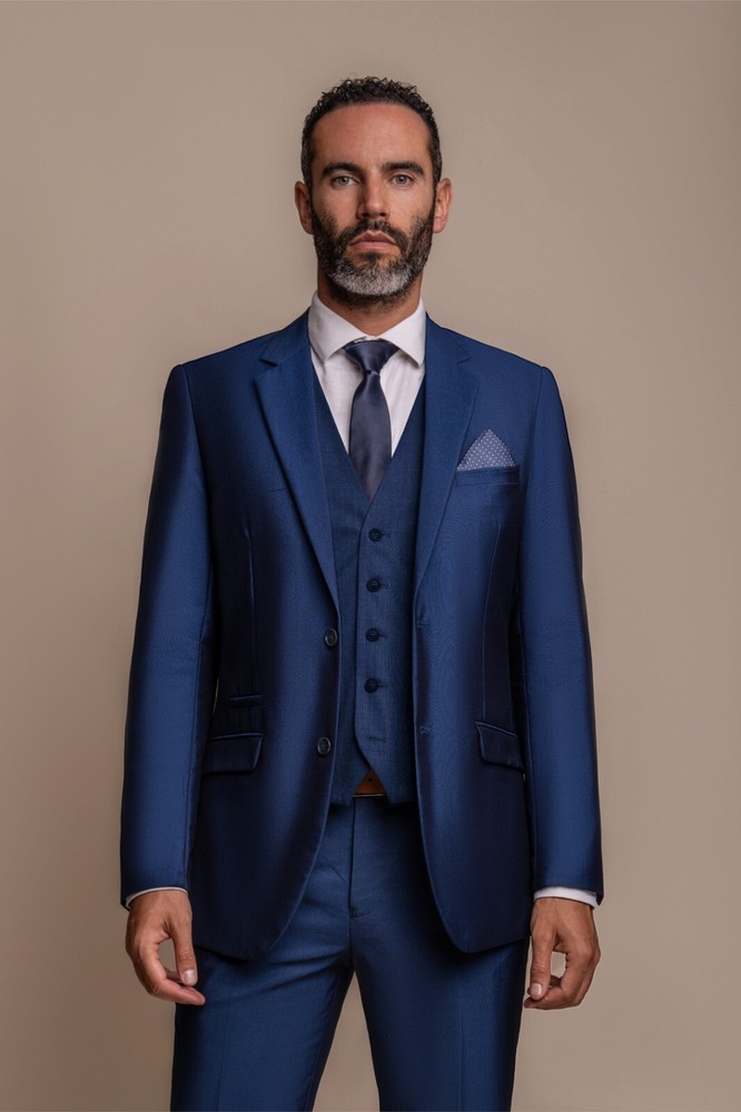 Cavani Men’s Formal Slim Fit 3-Piece Blue Suit Clearance Sale Was £225-image