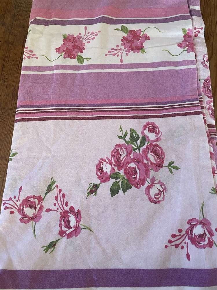 Vintage 70’s Mod Hippie Boho Rose Flower Pink White Duvet Cover Twin 90x62”