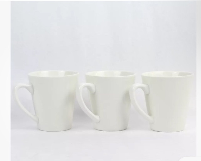 Set of 3 Royal Norfolk Pottery White Ceramic Coffee Mugs 4 In Classic 3.75 In