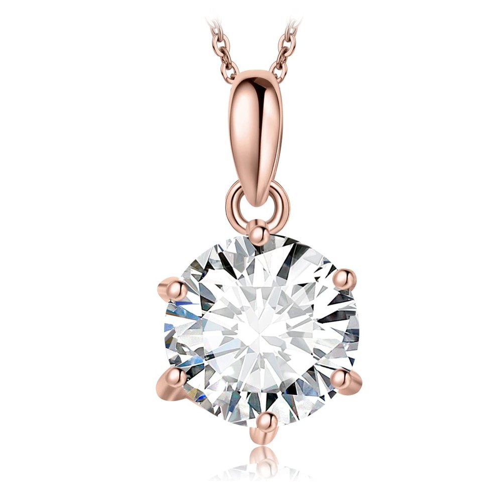 8mm Round 2ct Moissanite Solitaire Pendant Necklace for Women Classic Simulated Diamond