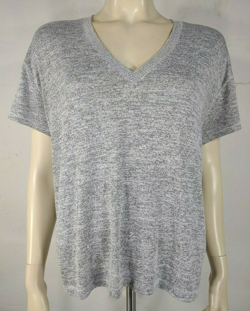 Rag & Bone gray heathered V-Neck short sleeve pullover knit top shirt Medium