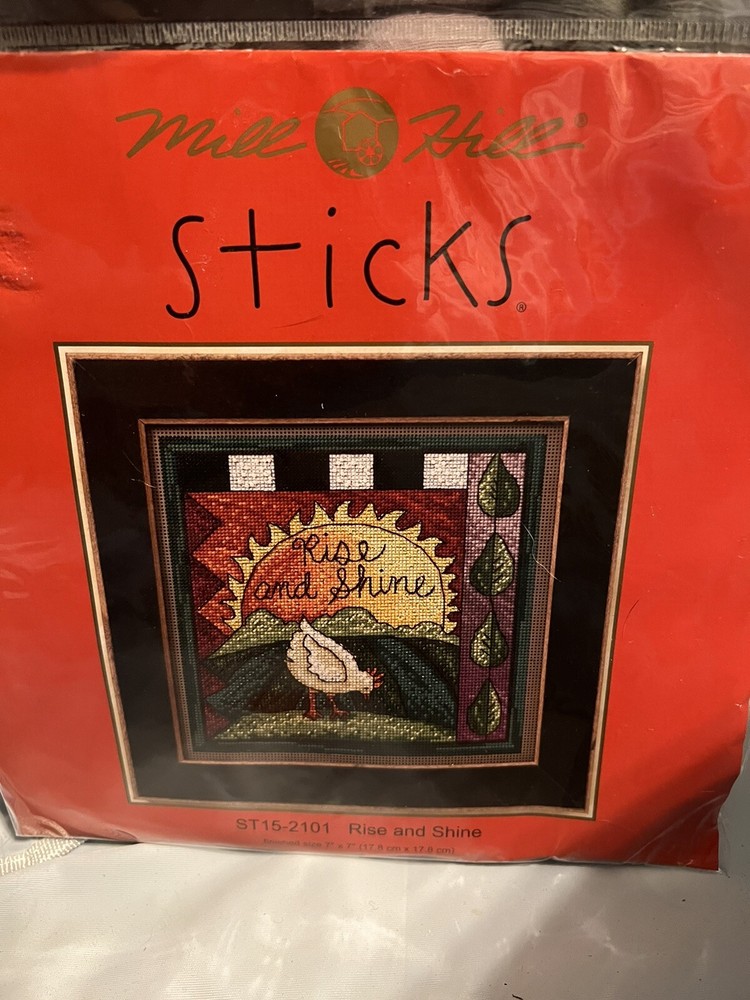 MILL HILL Buttons Beads Cross Stitch Kit Rise Shine Rooster Farm Rare Collectible