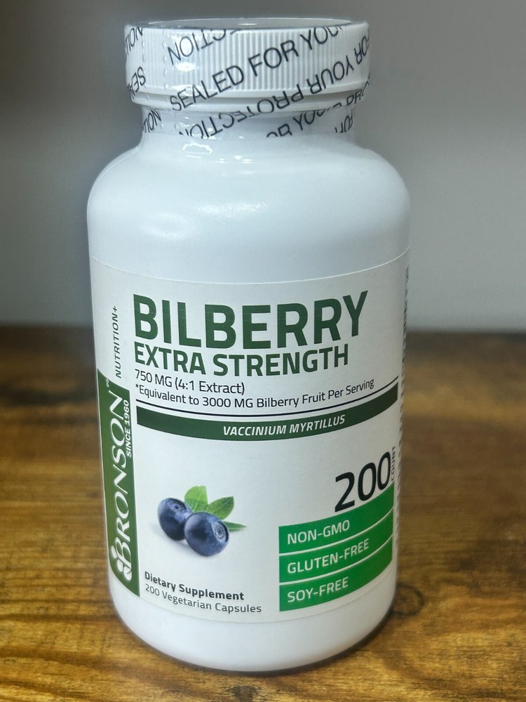 Bronson Bilberry Extra Strength Vaccinium Myrtillus, Promotes Eye Health