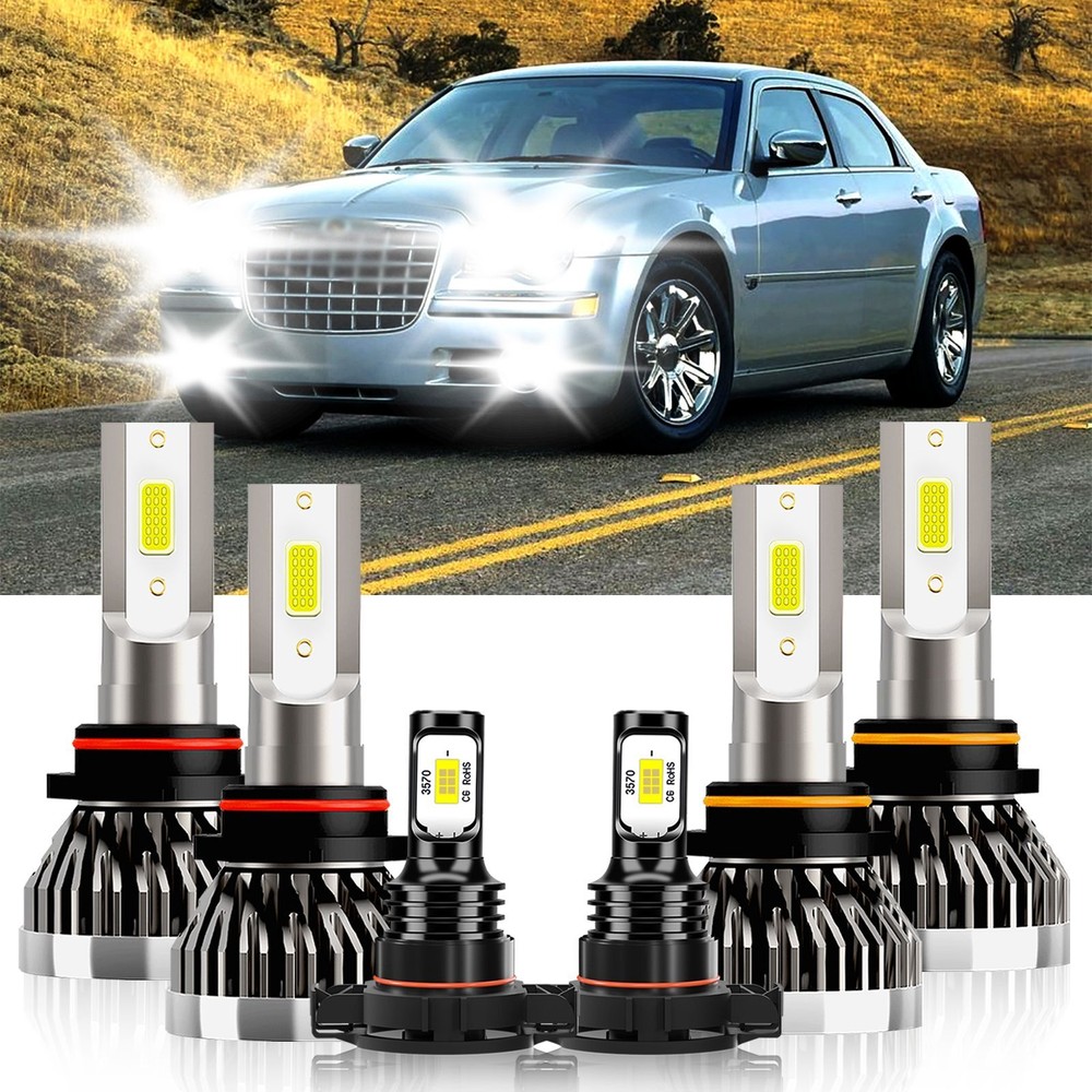 For Chrysler 300 2010-2010 Combo LED Headlight High Lo+Fog light Bulbs Kit 6000K