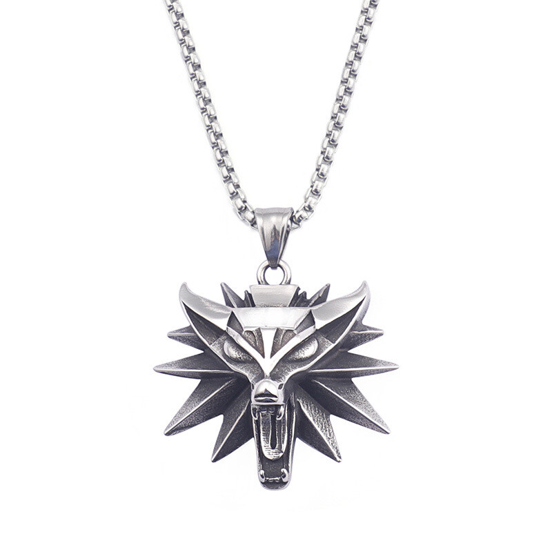 Witcher 3 Wolf Head Titanium Steel Men’s Gaming Pendant