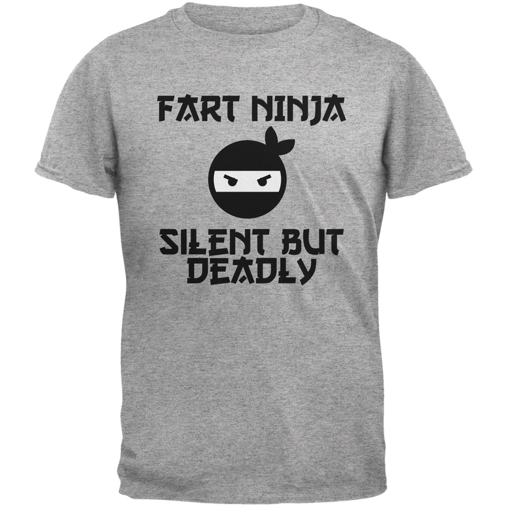 Fart Ninja Heather Grey Adult T-Shirt