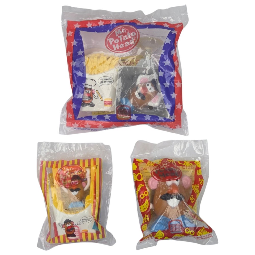 Vintage 1998 Mr Potato Head Burger King Kids Club Toy Set of 3 by Hasbro