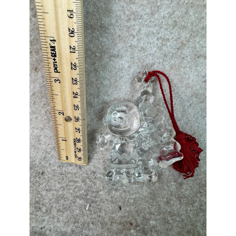 Peanuts Charlie Brown Christmas Tree Ornament Clear Resin Tassel