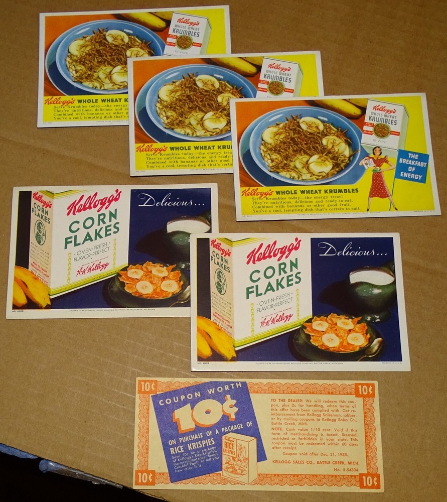 Kellogg's - 5 Ink Blotters & One 10c Coupon 1930s-1950s-image
