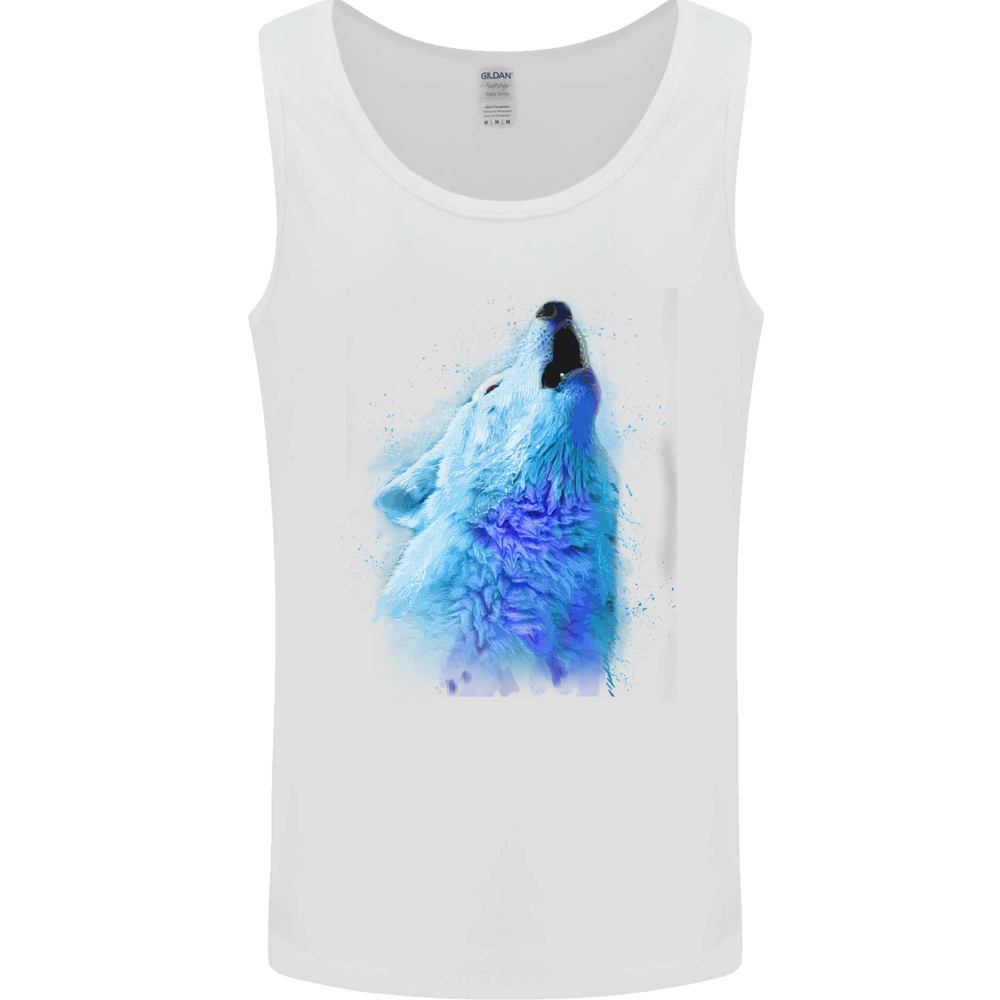 Men's Watercolor Wolf Print Sleeveless Vest Tank Top  