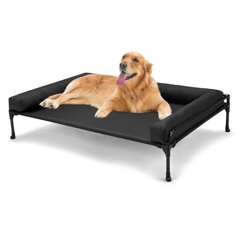 Cooling Elevated Raised Dog Bed Outdoor 41x27x13 Inches Black