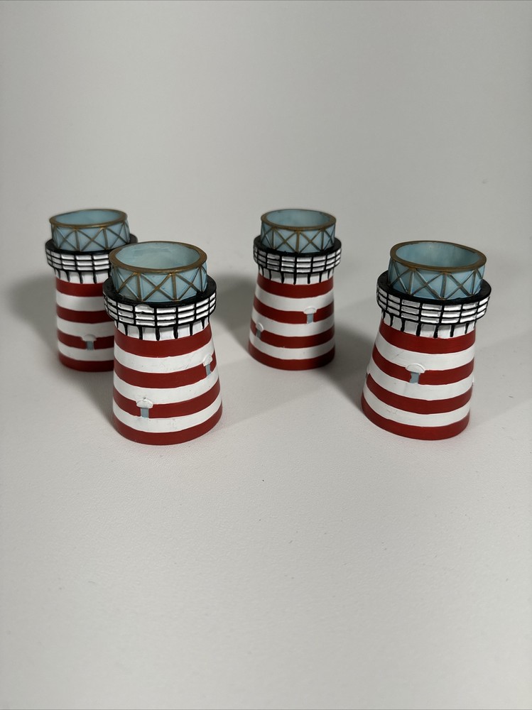 Lighthouse Americana Napkin Rings Home Seaside Decoration - Set Of 4