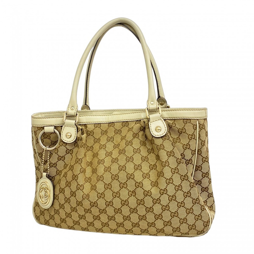 GUCCI GG Canvas Sukey Tote Bag with Champagne Gold Hardware 296835 830993