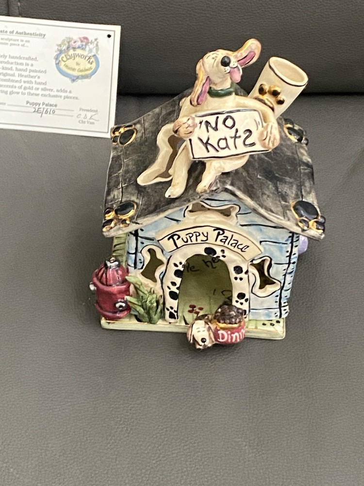 Blue Sky Clayworks  Puppy Palace Tea Light  -  Heather Goldminc