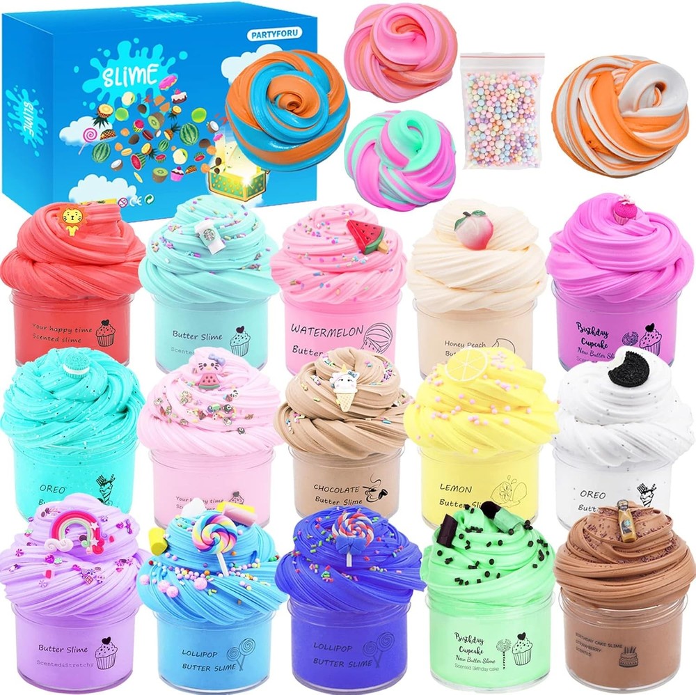 15Pack Butter Slime Kit Scented DIY Slime Girls Boys Super Soft