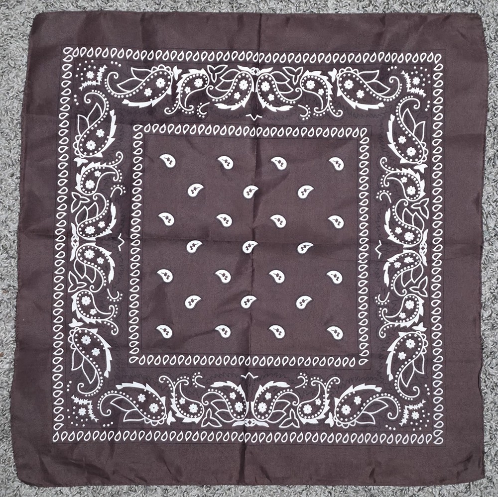12 Pcs Lot POLYESTER Paisley Print Bandana Face Cover Head Wrap Dark Brown