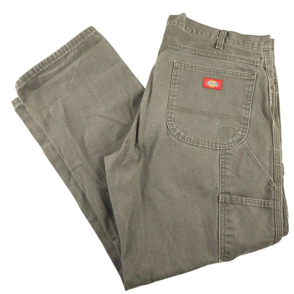 Dickies Vintage Green Canvas Carpenter Work Pants 38x32 Skate Grunge Style