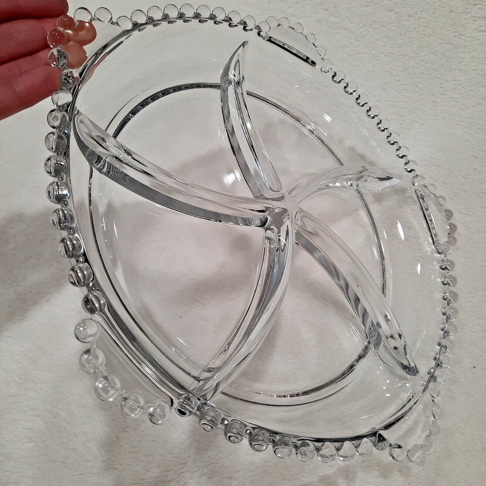 Imperial Candlewick 5 Part Divided Swirl Pattern Divided Relish Tray Dish