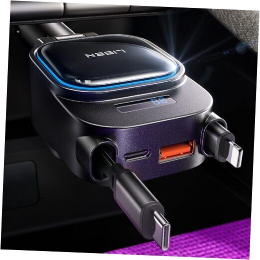 96W 4-in-1 Retractable Car Charger Fast Charging Updated 2025 Model