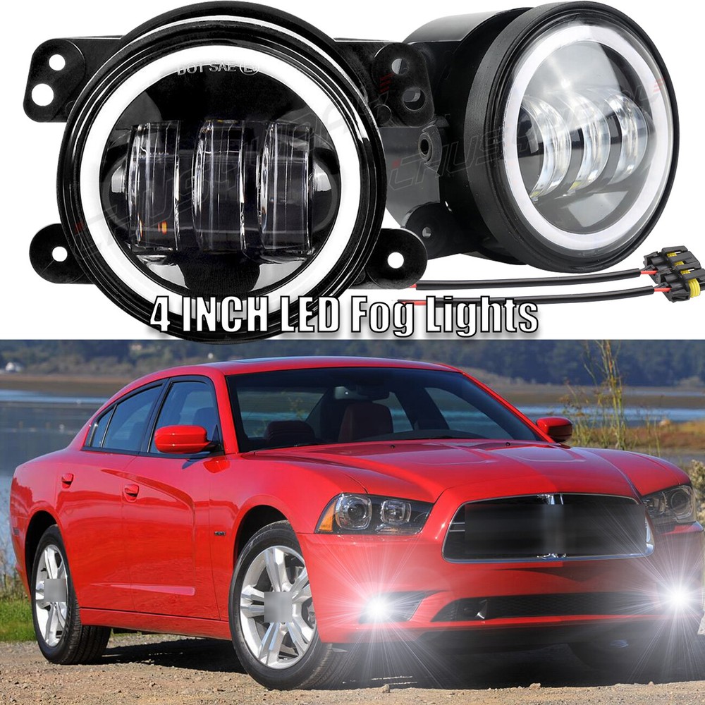 pair 60W Car 4Inch Round Led Fog Lights Driving Lamp for Dodge Charger 2011-2014